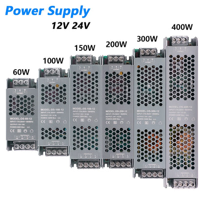12V 24V 60W 100W 150W 200W 300W 400W Transformer Power Supply 110V 220V 230V AC to 12 24 Volt DC LED Strip Light Bulb LED Driver.