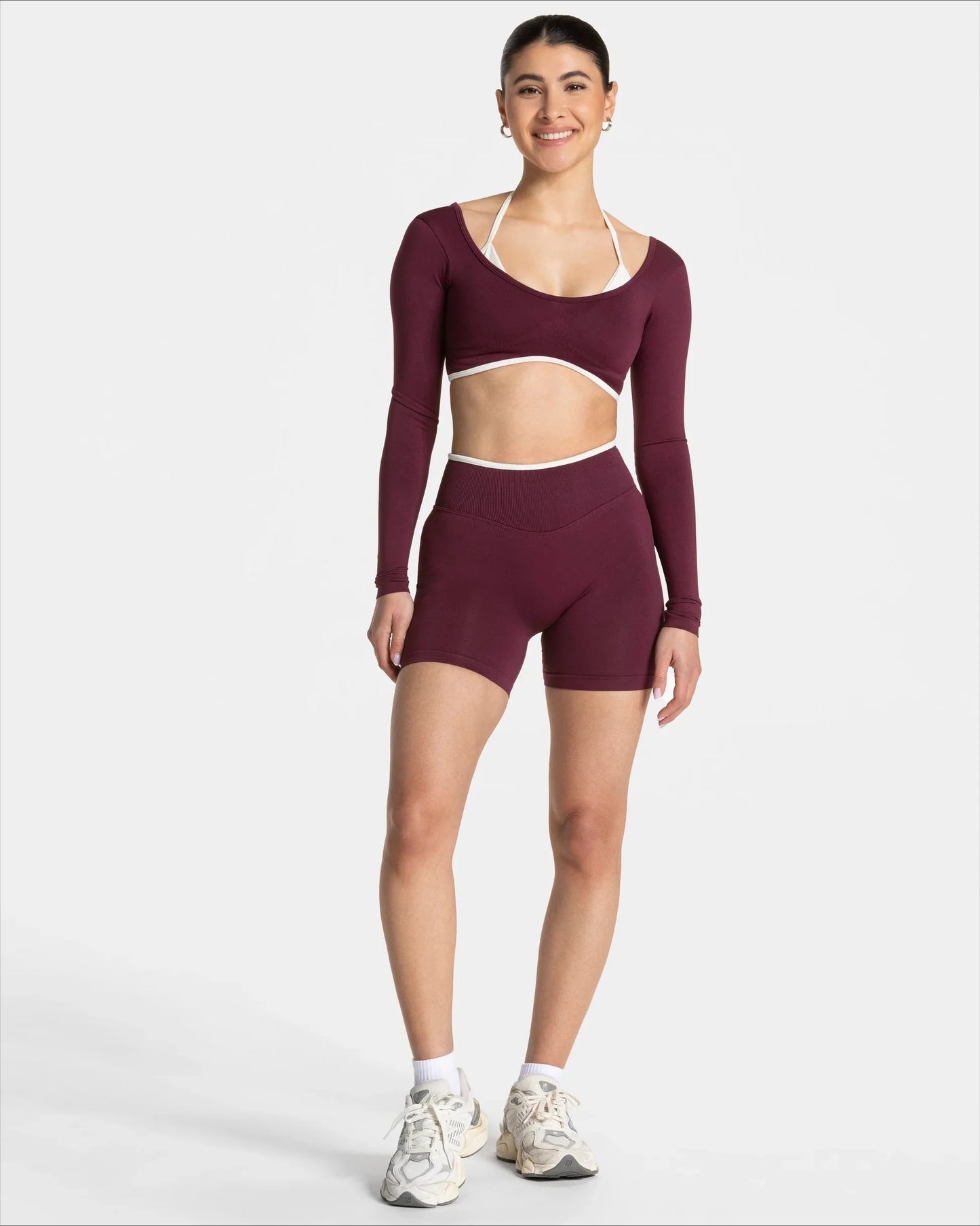 Women's Seamless Gym Solid Color Sports Shorts White Waist Tight High Waist Hip Lifting Yoga Pants Running Sports Shorts