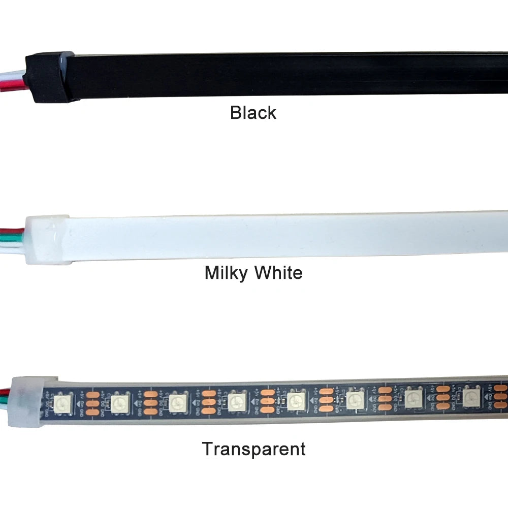 WS2812B LED Strip Individually Addressable IP67 Waterproof With Black White Transparent Cover Tube 10mm 5050 RGB 3Pin 60LEDs/m.