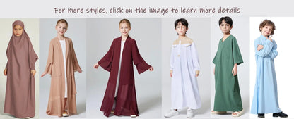 Ramadan  Muslim kids Girls Abaya Solid Long Kaftan abaya enfant Robe Dress Kebaya Kids Clothes For Gift (Without Hijab).