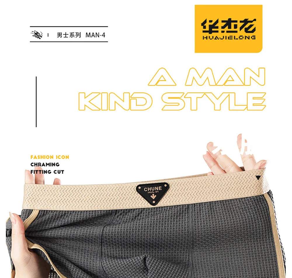 3 Teile/paket Mode Eis Seide Gestrickte Plaid Boxer Atmungsaktive Komfort Mesh Gabelung Unterhose Super Weiche Hohe Elastische männer Höschen