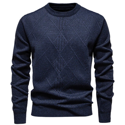 Autumn Winter Thick Knit Pullovers Men Solid Color Geometric Fashion Slim Fit Knitted Sweaters Mens Warm Casual Knitting Sweater.