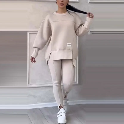 New Women's Fashion Casual Sweatshirt + Trousers Cover Autumn Winter O Neck Long-sleeved Hoodie Women's Suit Sports 2piece Set.