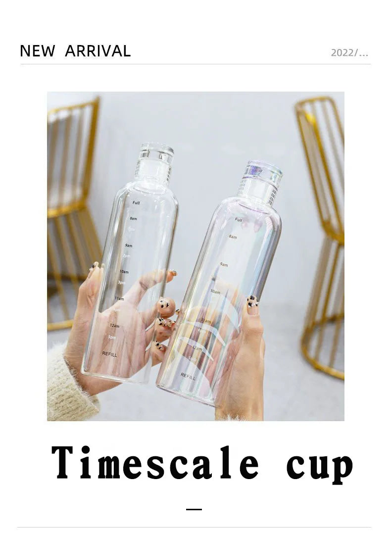 water bottle High-value colorful time scale cup red cute drinking water target bottle ins simple water cup my gourd man bottles.