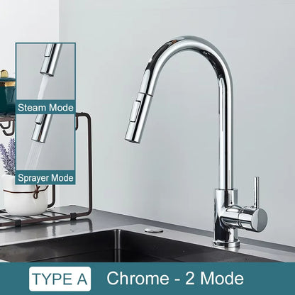 Kitchen Faucet Pull Out Brushed Nickle Stainless Steel Black Kitchen Mixed Tap Kitchen Sink Tap