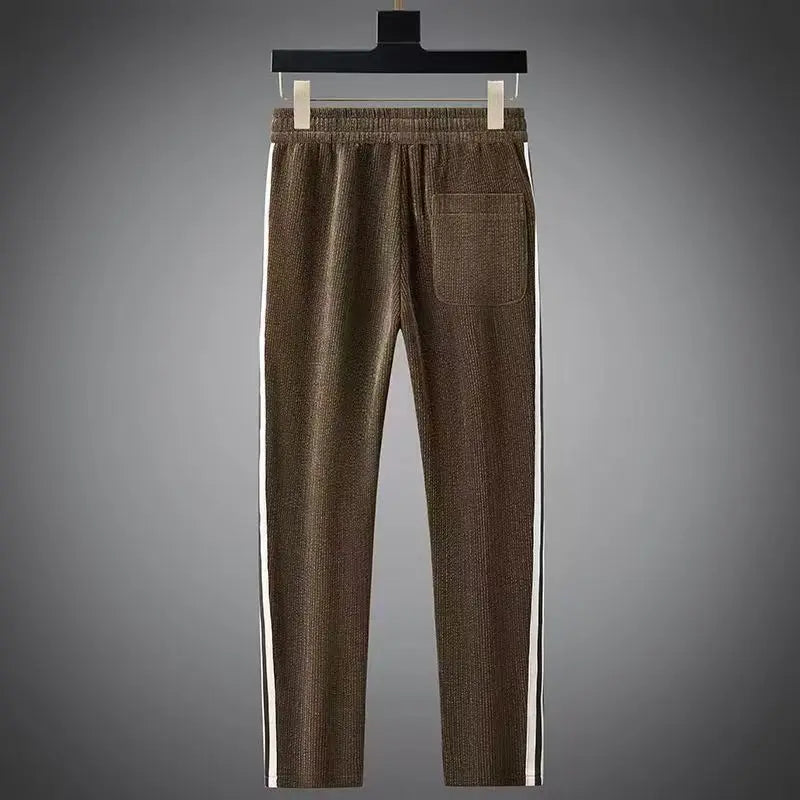 Autumn Winter warm sports Men Sets suit for men zipper stand-up collar cardigan jacket straight leg sweatpants two-piece set.