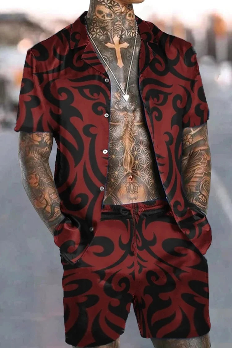 Fashion Men Sets Print Lapel 3D print Short Sleeve Casual Shirt Beach Shorts Oversized 2Pcs set Vacation Hawaiian Man Suits.