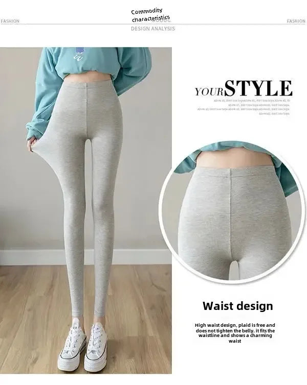 Hoch taillierte, dünne Leggings aus Modal-Baumwolle, Übergröße, Sicherheitshose, elastische Oberbekleidung, Leggings mit mittlerer Taille für Damen