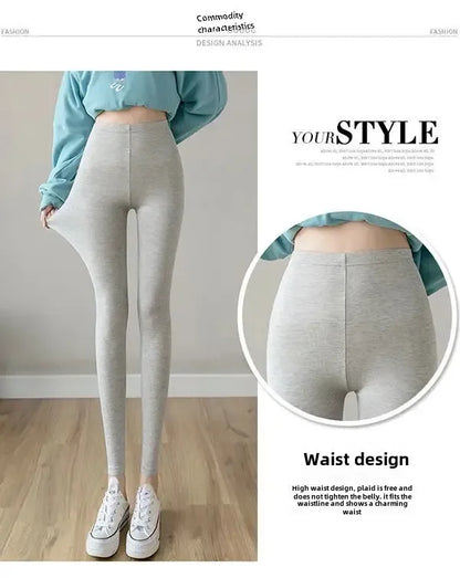 Hoch taillierte, dünne Leggings aus Modal-Baumwolle, Übergröße, Sicherheitshose, elastische Oberbekleidung, Leggings mit mittlerer Taille für Damen