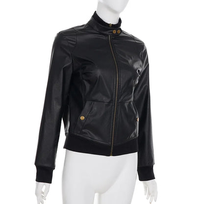 AltGoth Harajuku Streetwear Pu Leder Jacke Mall Gothic Cyber Punk Rollkragen Crop Mäntel Hipster Dark Grunge Rave Outfit Femme.