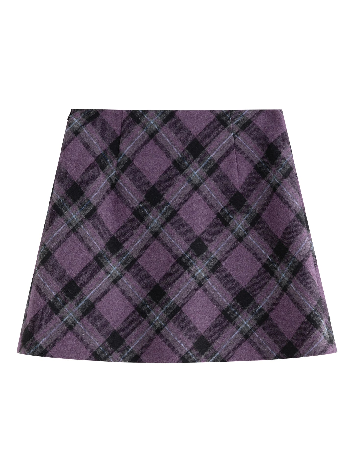 FSLE Autumn Party Skirt High Waist Retro Plaid Knit WoolShort Skirt For Women 2025 Fall Winter New Arrival Y2K Mini A-line Skirt