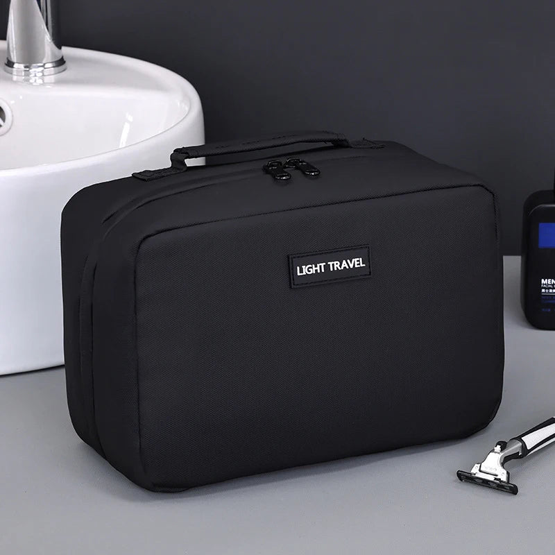 Men's Makeup Bag Waterproof Material Toiletry Bag Large Capacity Cosmetic Organizer, Portable Travel Essential Storage Bag.