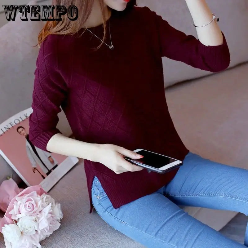 Wtempo Herbst Winter Basic Roll kragen pullover Strick boden warme Pullover Damen Pullover Langarm Pullover Pullover Tops.