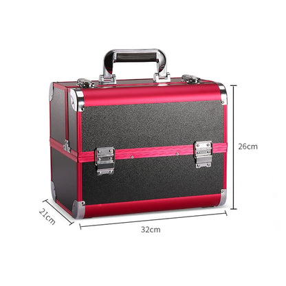 Makeup Train Case Pro Adjustable 4 Sliding Trays Cosmetic Case Storage Organizer Box Lockable Compartments.