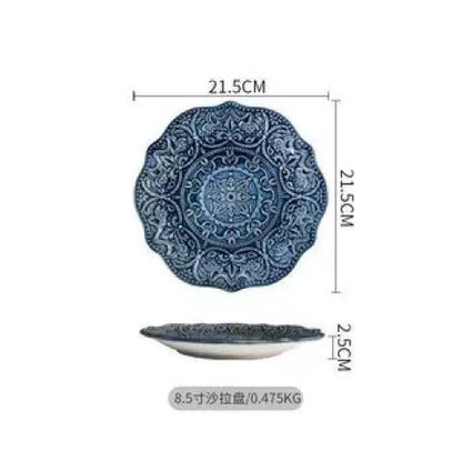 1pcs Western Dinner Plates Ceramic Dishes Tableware Dinnerware Steak Dessert Noodle Cup Serving Baroque Northern Europe