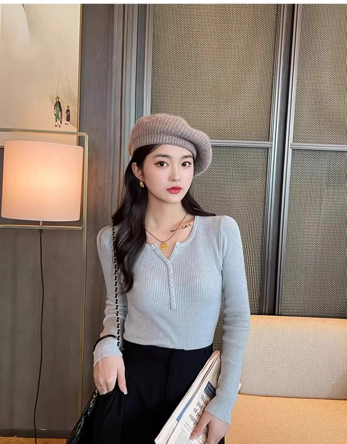 2025 frauen Solide Strick Pullover Herbst Winter Pullover V-ausschnitt Taste Langarm Schlank Pullover Koreanische Casual Basis Schicht Y2k