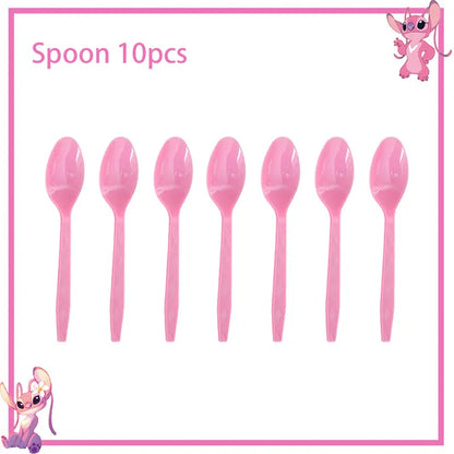 Disney Rosa Stich Geburtstag Party Dekorationen Geschirr Set Tischdecke Hintergrund Banner Für Kinder Geburtstag Dekorationen Lieferungen