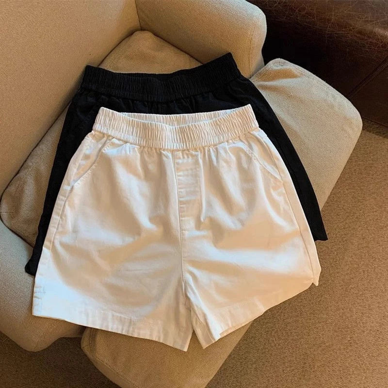 High Waist Cotton Shorts Women Summer Korean Loose Casual Wide Leg Shorts Female Fashion Simple Pure All Match Jogging Shorts.