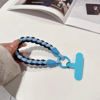Korean Japanese Handcrafted Colorful Woven Rope Mobile Phone Creative Short Lanyard Wrist Nylon Keychain Twist Bag Hanging.