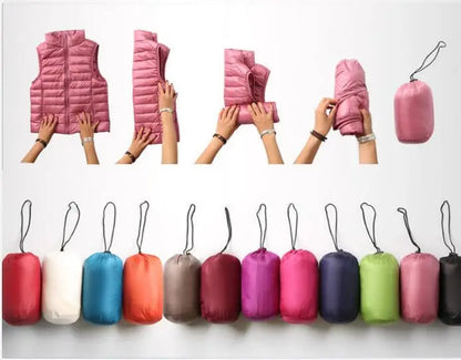 Neue Frauen Ärmellose frauen Ultra Licht Unten Westen Dünne Jacke Mädchen Gilet Plus Leichte Winddicht Warme Weste Tragbare.