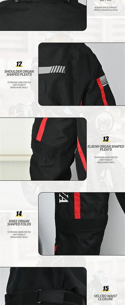 HVA Waterproof Motorcycle Jacket Men's Racing Suit Removable Liner Warm Autumn and Winter Motorcycle Jacket Suit Anti-fall Suit.