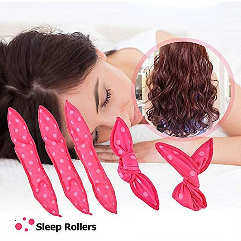 5pcs/set Heatless Hair Curlers No Heat Hair Rollers Soft Curls Women Sleeping Lazy Curling Rods Wave Formers Hair Styling Tools.