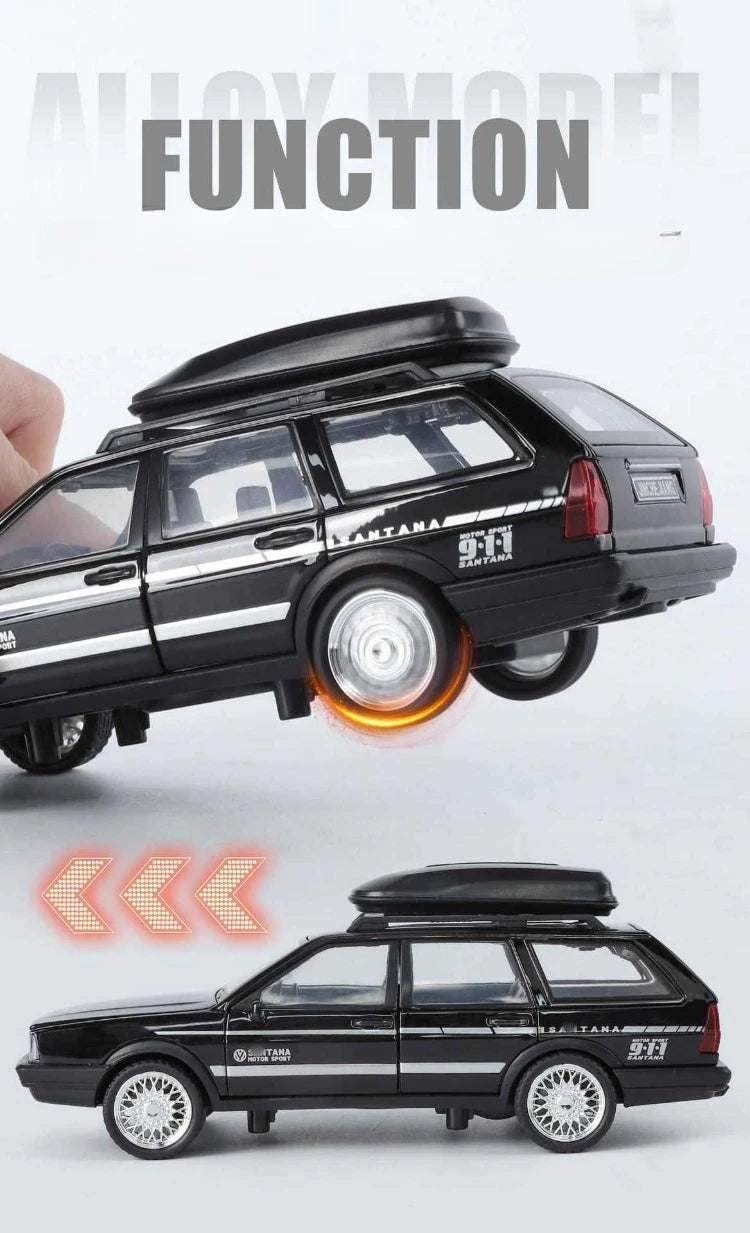 Diecast 1:32 VW SANTANA Wagon Alloy Car Model with Sound Light Children Boy Birthday Gift Toy Vehicles Miniature Voiture.