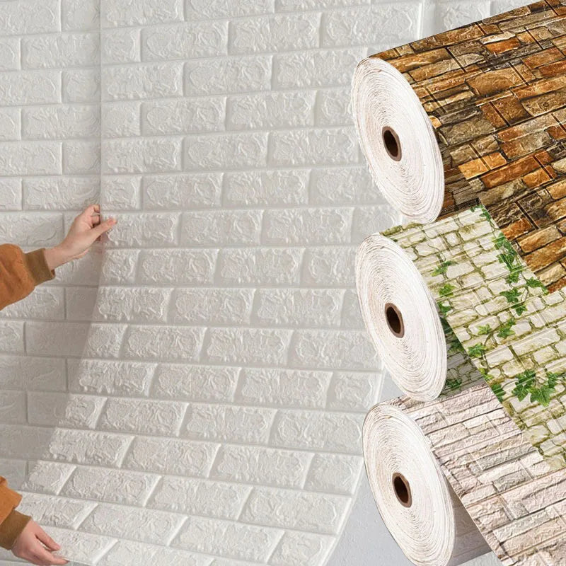 Pvc Brick Pattern Self-adhesive Wallpaper DIY Room Decor 1-10pcs 70cmX1m Waterproof Wall Stickers 3D Modern Home Decoration