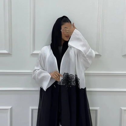 Eid Dubai Open Abaya Appliques Kimono Cardigan Women Muslim Dress Turkey Kaftan Kebaya Caftan Marocain Femme Robe Islam Jalabiya.