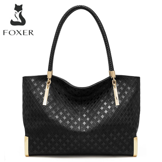 FOXER Brand Genuine Leather Handbag Winter Women Original Design Shoulder Bag Luxury Tote Large Capacity Lady Bag Chrismas Gift.