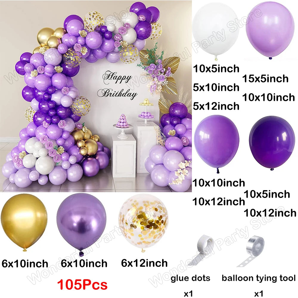 139 Stücke Dunkellila Licht Ballon Girlande Bogen Kit Metall Lila Gold Latex Ballons Hochzeit Party Braut Baby Dusche Geburtstag Dezember.