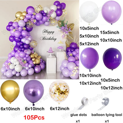 139 Stücke Dunkellila Licht Ballon Girlande Bogen Kit Metall Lila Gold Latex Ballons Hochzeit Party Braut Baby Dusche Geburtstag Dezember.