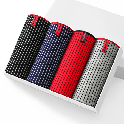 4Pcs Boxer Shorts männer Unterwäsche Sexy Höschen Baumwolle Boxer Gestreiften Unterhose Männlichen Shorts U Konvexen Dessous Plus Größe 2XL-6XL