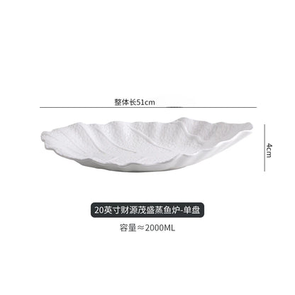 Large Irregular Fish Plate Household Cauldron Bowl Heating and Insulation Plate Ceramic Hotel Tableware Soup Plate.