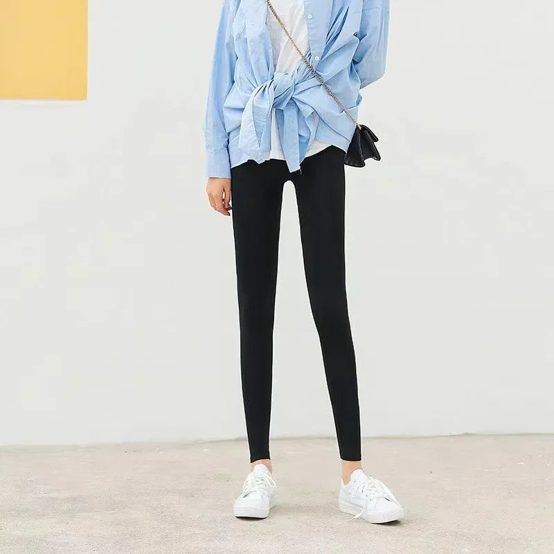 Hoch taillierte, dünne Leggings aus Modal-Baumwolle, Übergröße, Sicherheitshose, elastische Oberbekleidung, Leggings mit mittlerer Taille für Damen.