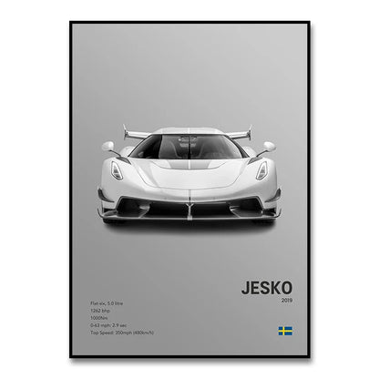 Famous Cars JESKO Canvas Wall Art Print Poster AGERA RS Decorative Mural Modern Home Decor Birthday Gift Unframed.