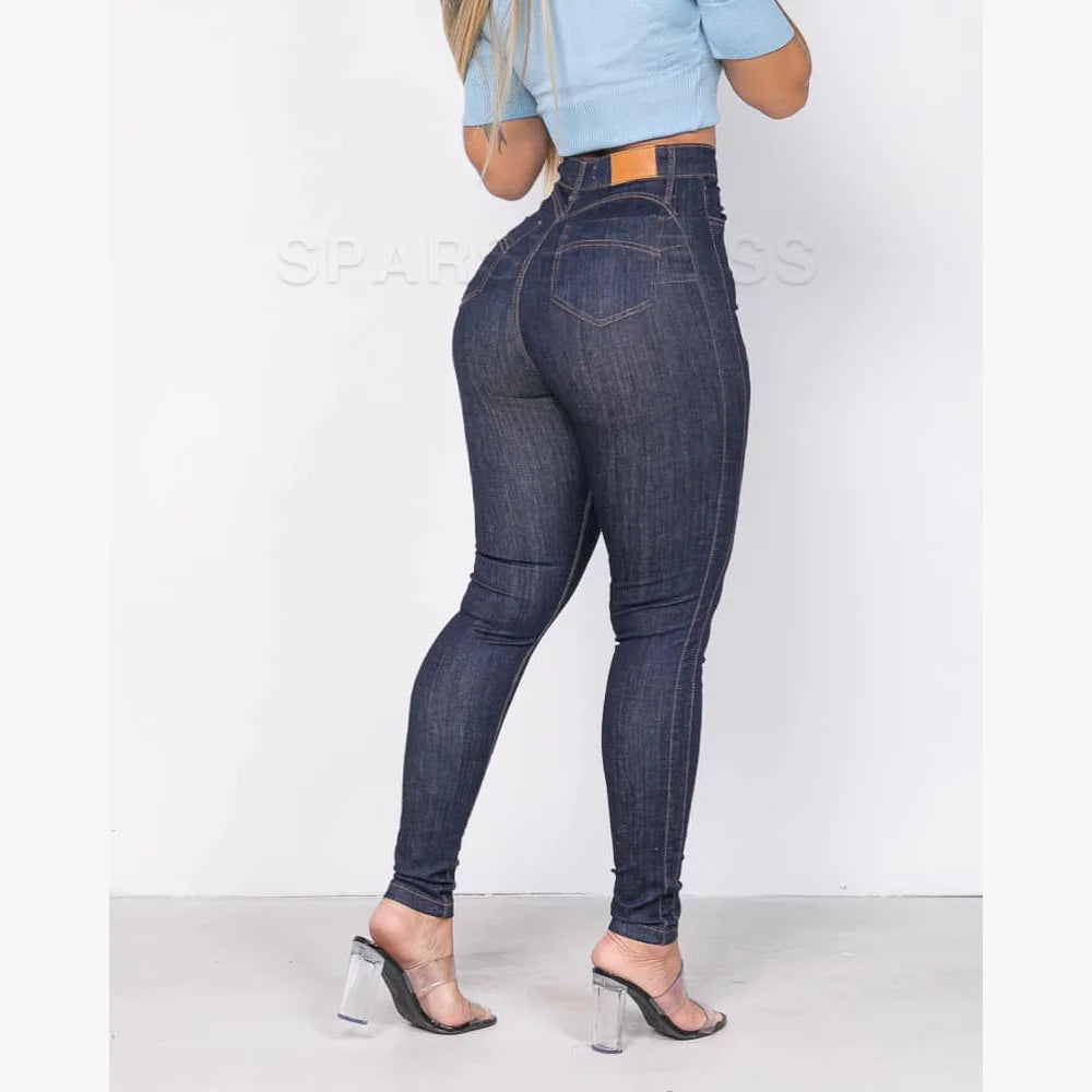 Women's Elastic Pencil Pants 2024 High Waisted Casual Trousers Slimming Streetwear Female Push Up Fashion Skinny Denim Jeans.