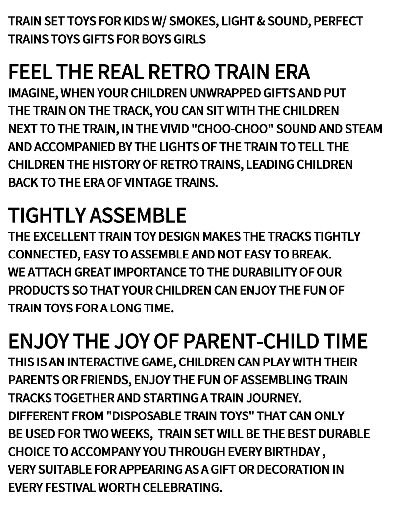 Kids Electric Steam Train Toy Rail High-Speed Rail Parking Lot Model Family Reunion Party Game Boy EMU Birthday Gift.