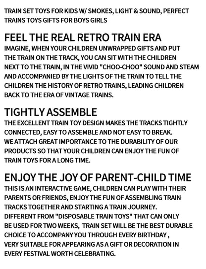 Kids Electric Steam Train Toy Rail High-Speed Rail Parking Lot Model Family Reunion Party Game Boy EMU Birthday Gift.