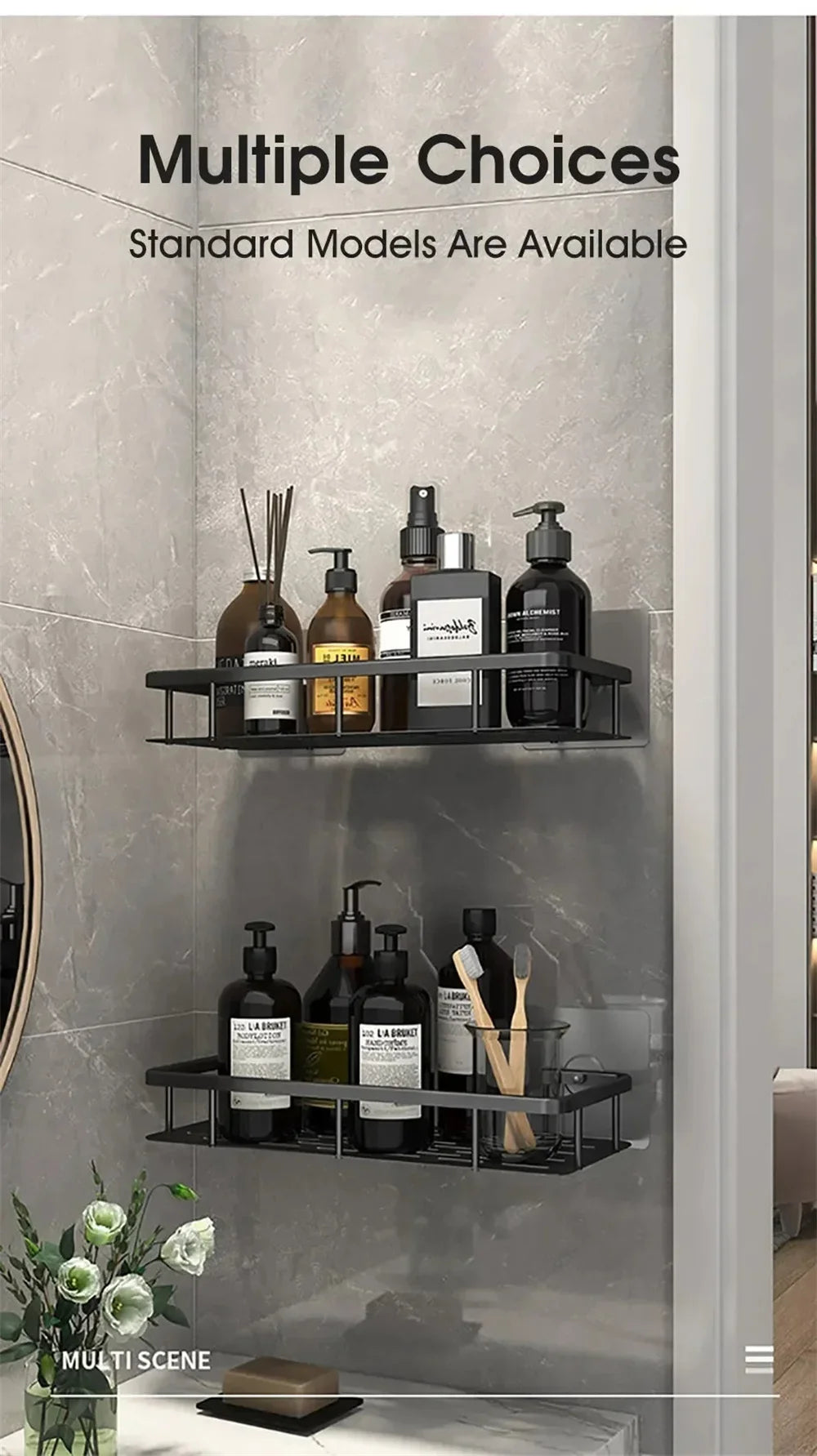 Badezimmerregal ohne Bohren, Wand-Eckregal, Toilettenartikel, Make-up, Shampoo, Aufbewahrung, Organizer, Handtuchhalter, Duschregal, Wohnaccessoires