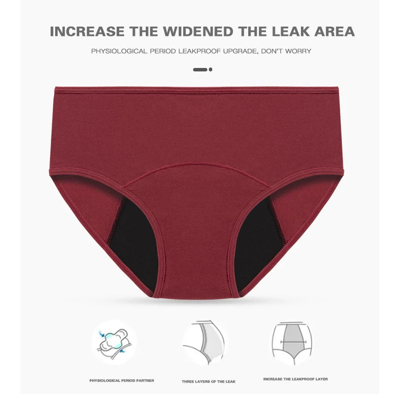 3pcs Women Menstrual Period Underpants Ladies Cotton Postpartum Absorbent Leak Proof Panties European size XS-5XL.