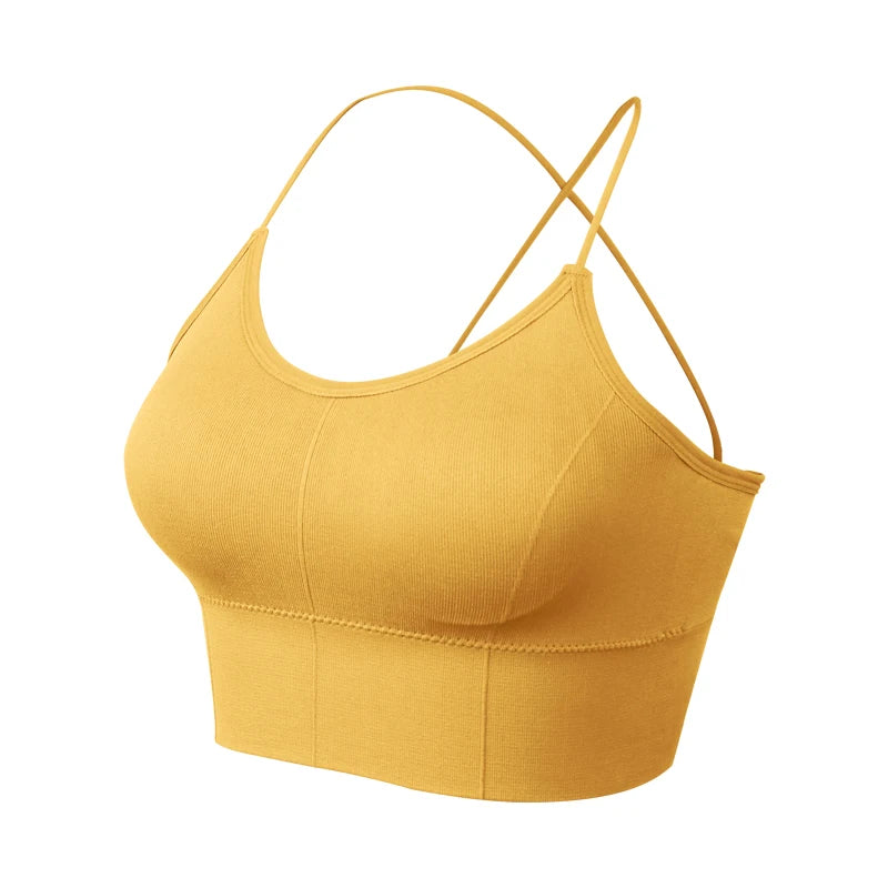 VEQKING Women Cross Strap Sports Bra Top Women Push Up Sport Bra Yoga Gym Crop Top Brassiere Fitness Top Sport Breathable Bras.