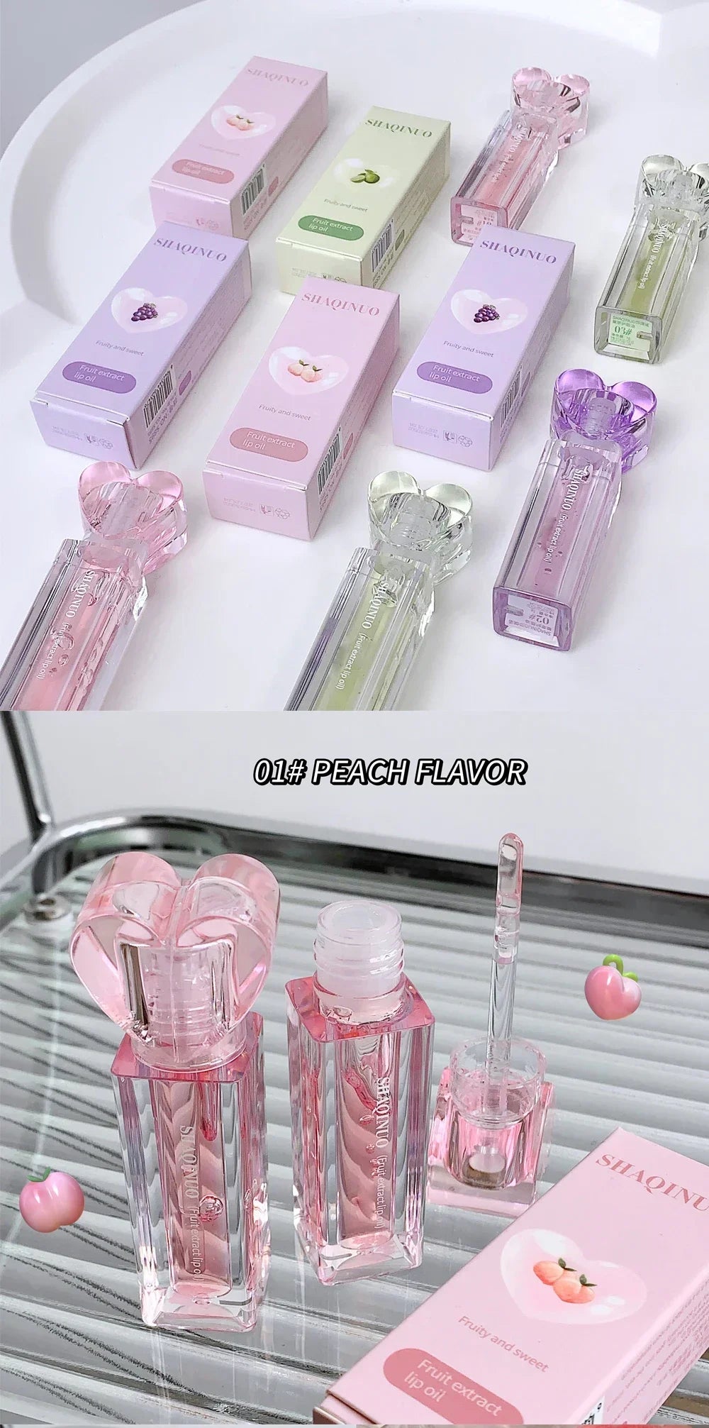 Plumping Jelly Lip Gloss Lasting Moisturizing Transparent Lip Oil Water Light Mirror Peach Lipstick Women Lips Makeup Cosmetics.