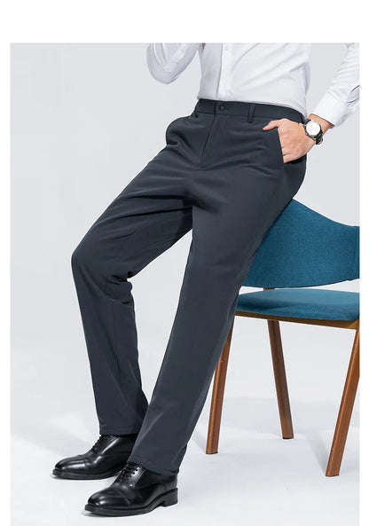 Men's Formal Down Pants 90% White Duck Down Winter Business Trousers Thickened Warm Straight Stretchable Office Pants Man PT-594