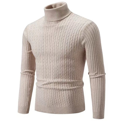 2025 New Men's High Neck Sweater Solid Color Pullover Knitted Warm Casual Turtleneck Sweatwear Woolen Mens Winter Outdoor Tops