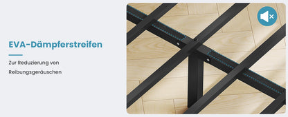 Metallbettgestell 140 x 200 cm mit LED-Beleuchtung, Kopfteil und Ladestation, integriertes Metallbett 140 x 200 mit Gitterbraten