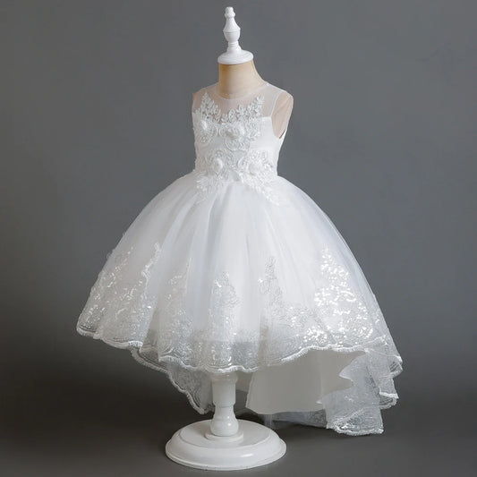 Herbst neue Kinder kleid Prinzessin Kleid Hochzeit Brautjungfer Hochzeits kleid flauschiges Kleid Spitze Trail bestickte Kinder kleidung.