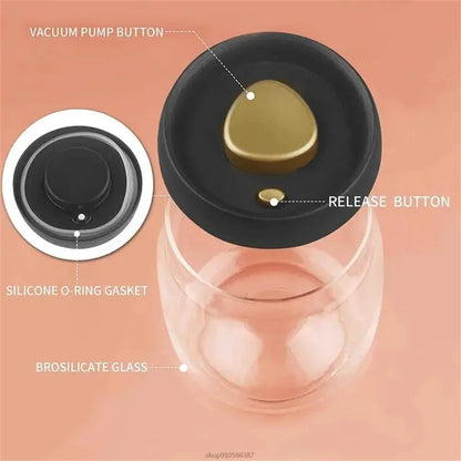 Coffee Beans Vacuum Sealed Tank Transparent Glass Food Storage Jars Household Moisture-proof Air Extraction Airtight Container.