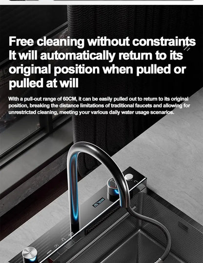 Extra Thick 5.0mm Kitchen 304 Sink, Whale Sink, Stainless Steel Large Single Sink, Waterfall Sink, Thickened Dish Sink