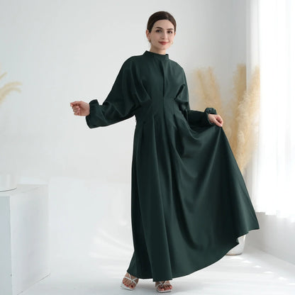 Elegant Muslim Dress Ramadan Pleated Abaya for Women Slim Waist Long Dress Islamic Clothing Muslim Eid Party Dresses Hijab Robe